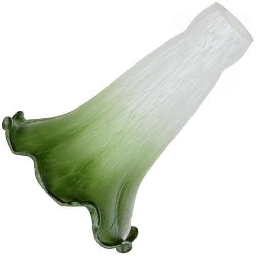 Bieye LS05S Lily Flower Blown Glass Lampshade White Green Opening ID 087 x OD 1