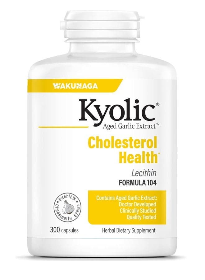 Aged Garlic Extract Formula 104 Cholesterol Health, 300 Capsules (Packaging May Vary)