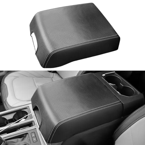 INTGET Center Console Cover for Ford F150 Accessories 2015-2020 2016 2017 2018 2019 Car Middle Lid Seat Armrest Cover Protector Elbow Cushion Pad (Carbon Fiber Texture, 2015-2020)
