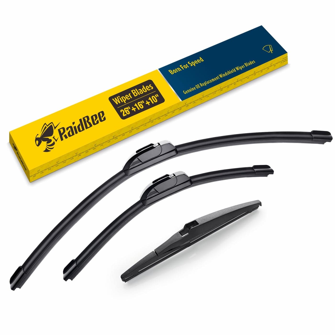 Raidbee 2616 Windshield Wiper Blades with 10 Rear Wiper Blade Automotive Replacement Set for Toyota RAV4 2013 2014 2015 2016 2017 2018 Genuine OEM Quality Set of 3