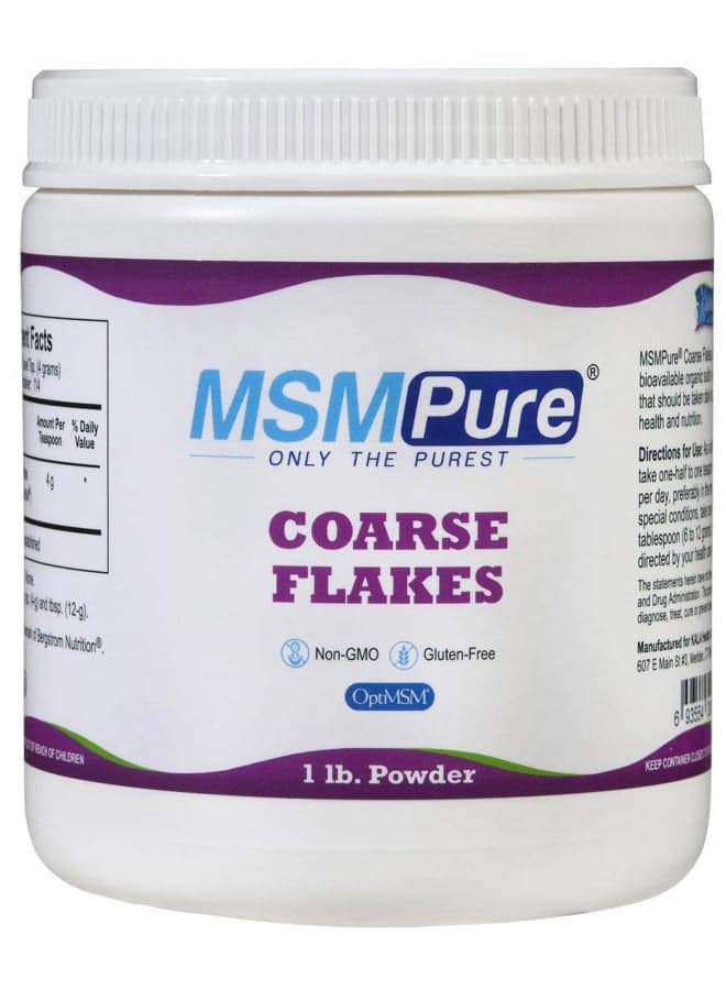 MSMPure Coarse MSM Powder Flakes – Organic Sulfur for Joint Flexibility, Skin Appearance, and Hair & Nail Support – 1 lb, USA Made, Distilled Crystals