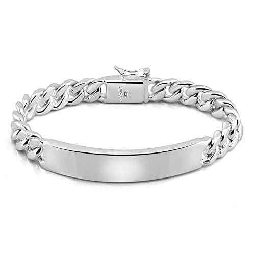 Dankadi Classic Men Silver Jewelry Bracelet 925 Sterling Silver Glossy Brand Bracelet 10 MM 7" 8 "9" 10" Original Italy Design Cuban Chain Gifts For Men Safety Clasp (8)
