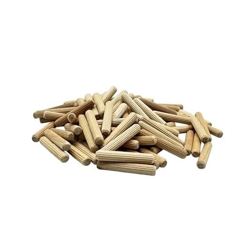 Rhino Wood Industries - 1/4" x 1 1/2" - 100 Pack Wooden Dowel Pins - Kiln Dried, Fluted, and Beveled (1/4" x 1 1/2", 100pk)