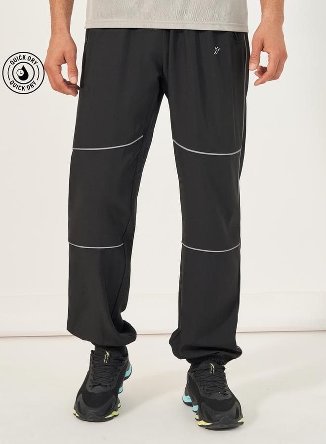 4-Way Stretch Woven Cargo Fit Training Track Pants with Contrast Piping Detail
