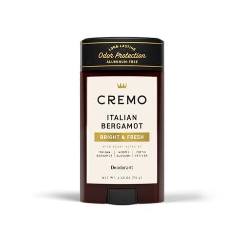 Cremo Italian Bergamot Aluminum Free Deodorant for Men 48hour Long Lasting Odor Protection 265oz
