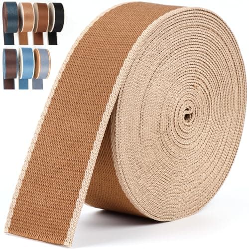 PECMER 38mm Pale Brown Webbing Heavy Duty Striped Webbing Nylon Webbing 1.5 inch Webbing Belt Nylon Strap Purse Webbing Straps (Pale Brown)