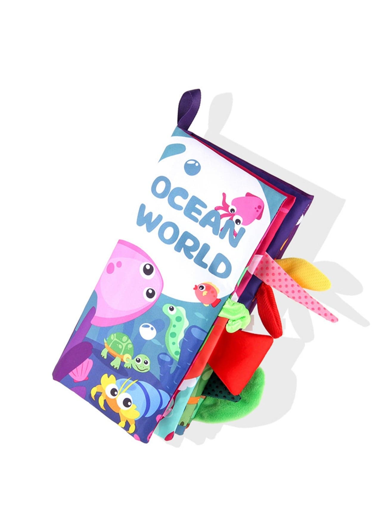 Children's Early Education Baby Cloth Book Palm Book Tear-Resistant With Sound Paper Baby Whistle English Animal Tail Cloth Book Toy (Ocean world Tail Cloth B ook)