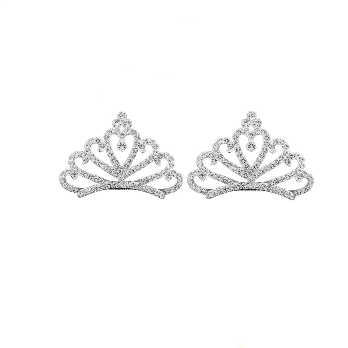 Princess Tiara Comb 2PCS Mini Crown Rhinestone Hair Comb Flower Girls Crystal Rhinestone Crown Hair Comb Hair Accessoriessilver