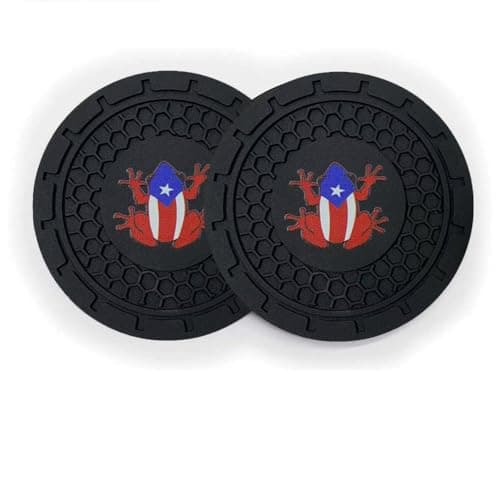 2 Pcs Car Cup Holder Coaster Compatible with Coqui Frog Boricua Puerto Rico RicanUniversal Car Truck SUV Cup NonSlip Holder Coasters Interior Accessories