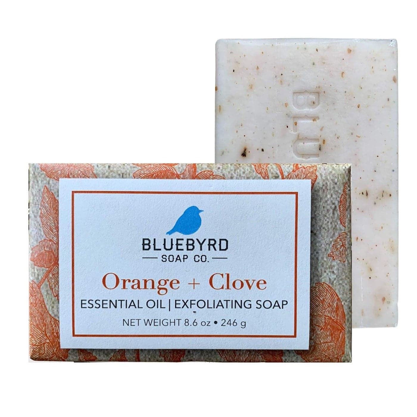 BLUEBYRD Orange Clove Large Exfoliating Soap Bars 100 Vegan Cold Press Premium Scented Essential Oils Natural Cleansing Body Scrub for Men or Women w Oatmeal Olive Shea Butter 86oz