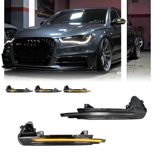 GSOWO 2 PCS Sequential Dynamic LED Side Mirror Turn Signal Lights for 2013-2018 Au-di A6 S6 RS6 4G C7 C7.5, Audi Accessories Clear Lens Turn Signal Indicator Lamp