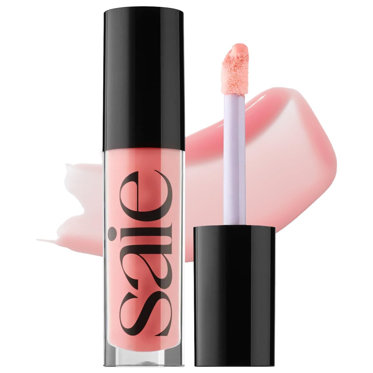 Saie Glossybounce HighShine Hydrating Lip Gloss Oil Sheer Tinted Lip Oil with Hyaluronic Acid Jojoba Oil for LongLasting Moisture Kiss 17 oz