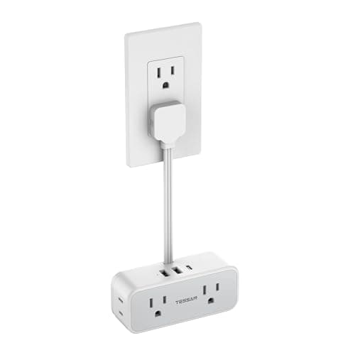 TESSAN Short Extension Cord 0.5Ft, Flat Plug Outlet Extender Surge Protector with 4 Widely AC with 3 USB Ports (1 USB C), Multi Plug Small Power Strip for Travel, Home Office College Dorm Essentials