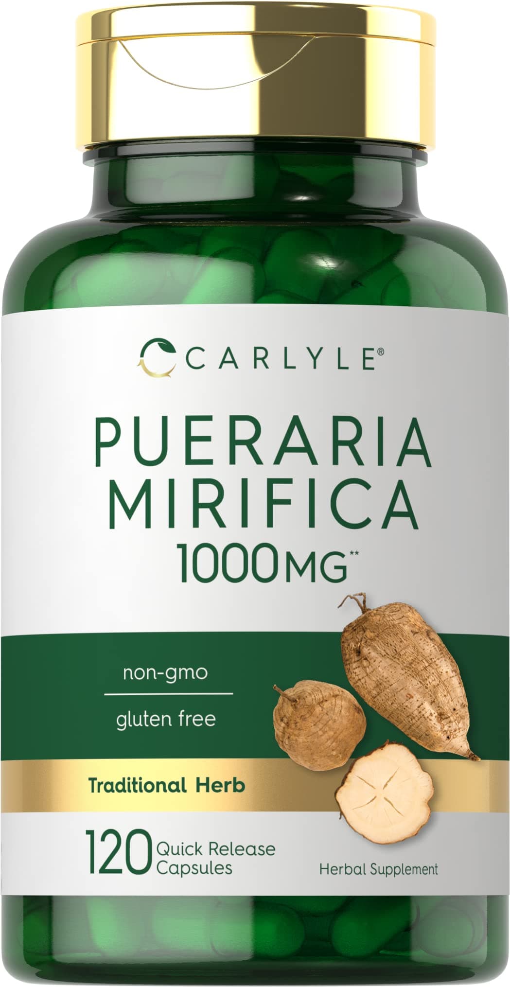 Carlyle Pueraria Mirifica Capsules 1000mg 120 Count Root Extract NonGMO Gluten Free Supplement
