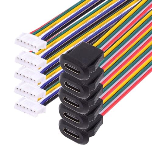 NFHK 5pcsSet DIY OEM Type C Female Socket to 6Pin Header Cable Pitch20mm Latch Mount Type DC 5V20V PD Power