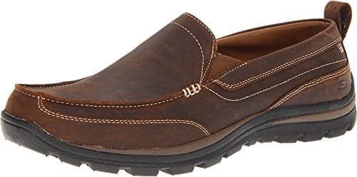 Skechers Men's Superior-Gains 63697 Moc Toe Slip On, Dark Brown, 15 Medium US