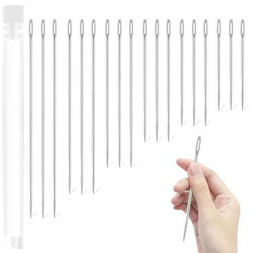 18PCS Large Sewing Needles 6 Sizes Embroidery Needles Stainless Hand Sewing Needles Long Needle for Needlepoint and Cross Stitch Darning Needle for Leather Repair Stitching and Upholstery Crafts