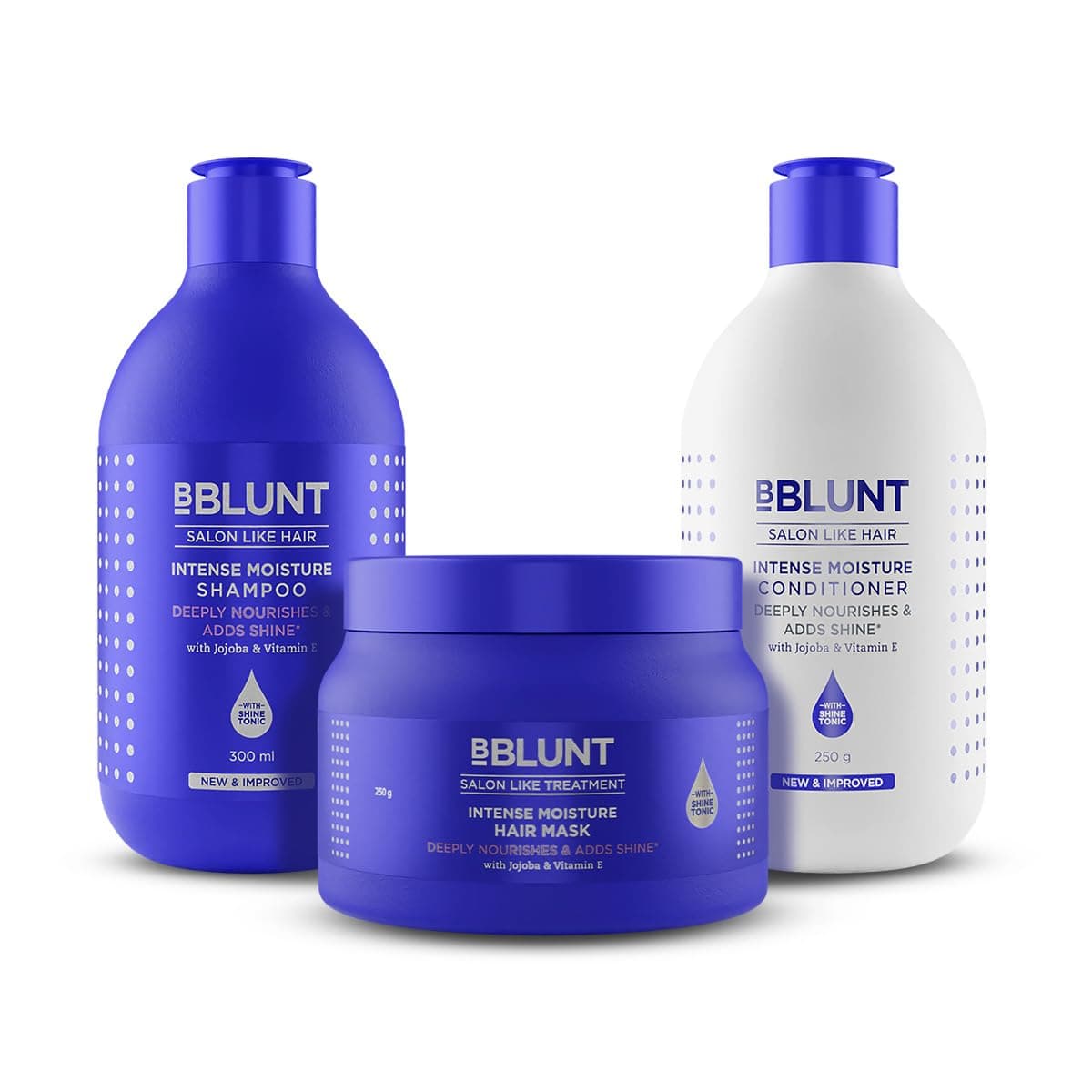 Bblunt Intense Moisture Hair Combo Shampoo Conditioner Hair Mask Moisturizes Hydrates Deeply Nourishes Adds SalonLike Shine For Men Women 300 ml 250 g 250 g