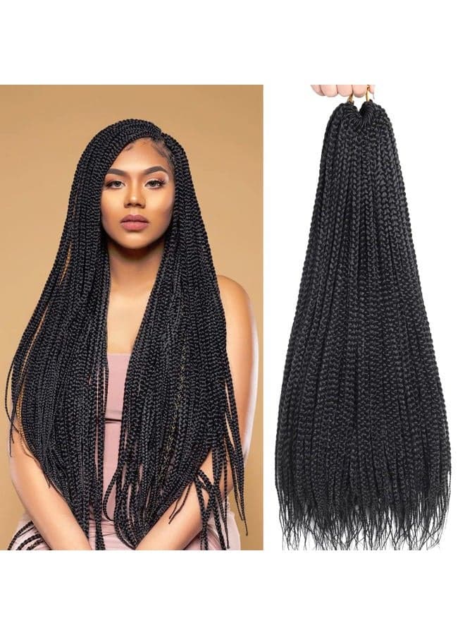 Box Braid Crochet Hair 24 Inch Long Crochet Braids 144 Strands Small Pre Looped Crochet Box Braids Hair for Black Women (24in 6pack, 1B)