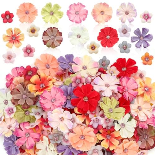 JOLYEAK 150pcs Faux Flower Heads,Mini Fake Heads Flowers,Small Silk Daisy Flowers Artificial for DIY Wedding Birthday Party Wreath Decoration
