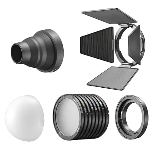 Godox Magnetic Mounting KitMK for RS100R RS100BI MS60Bi MS60R RS60R RS60Bi LED Lights RoundHead Flashes V100 V1 Pro AD100 Pro Includes Barndoors Diffusers Snoot Grid Carry Bag