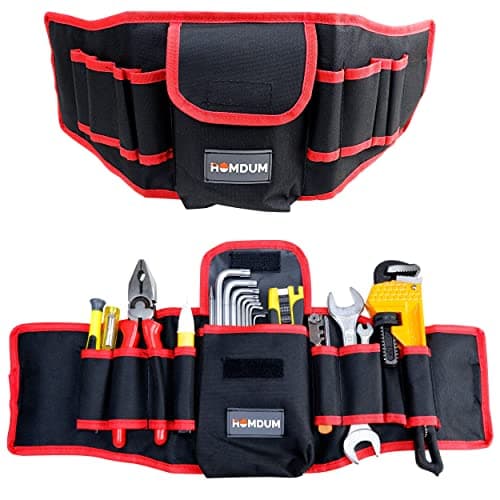 Homdum 20 Inch Tool Belt Durable Multi-Pocket Waist Canvas tool Storage Bag Adjustable Length 20 inch Black Handsfree Carry Organizers for Electricians and Repairman(yellow/Black)