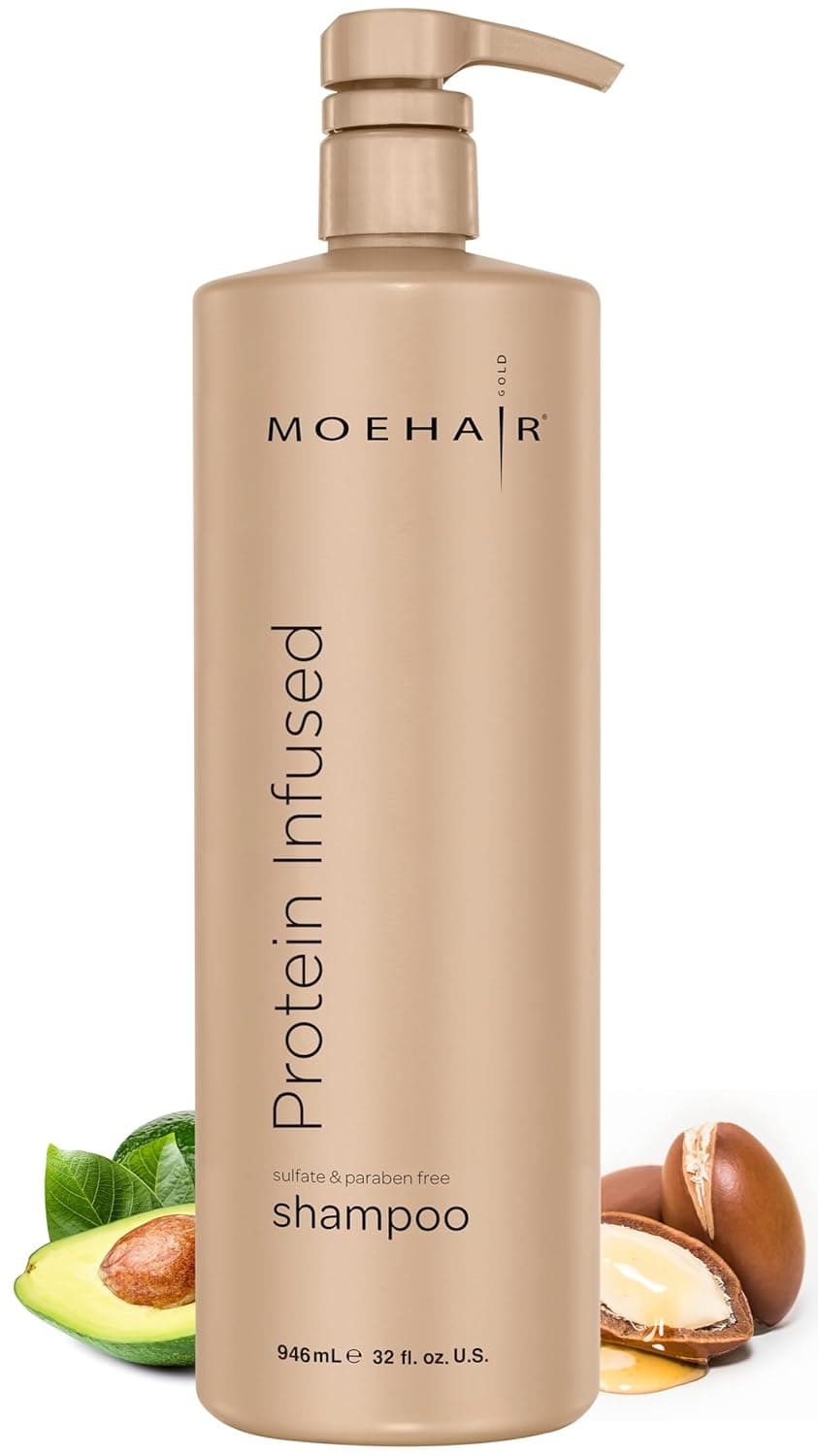 MOEHAIR Protein Infused Shampoo AntiFrizz Moisturizing Strengthening Shampoo for All Hair Types With Proteins Natural Oils Vitamin E B5 Sulfate ParabenFree Hair Shampoo 32 Fl Oz