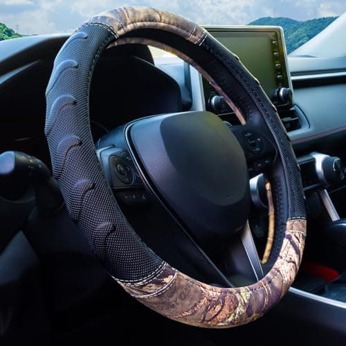 Mossy Oak Steering Wheel Cover with Comfort Grip; Heavy Duty 600D Oxford Material with Mossy Oak Break-up Country Camouflage; Fits Sedans Compact SUVs Mini Vans with Steering Wheel Size 14.5" to 15"