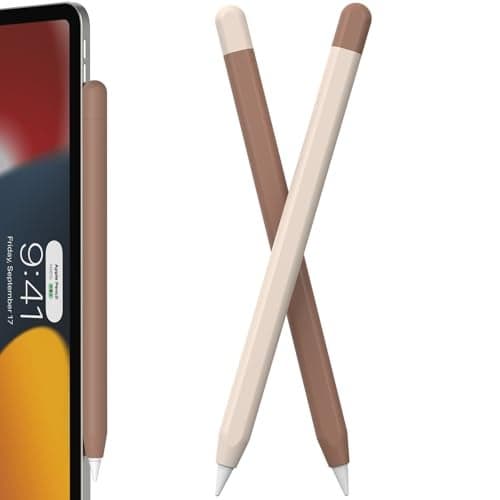 FAFALITHIC 2 Pack Silicone Case Cover Compatible with Apple Pencil Pro Case Apple Pencil 2nd Generation Protective Sleeve Supports Magnetic Charging Double Tap Mocha Mousse Beige