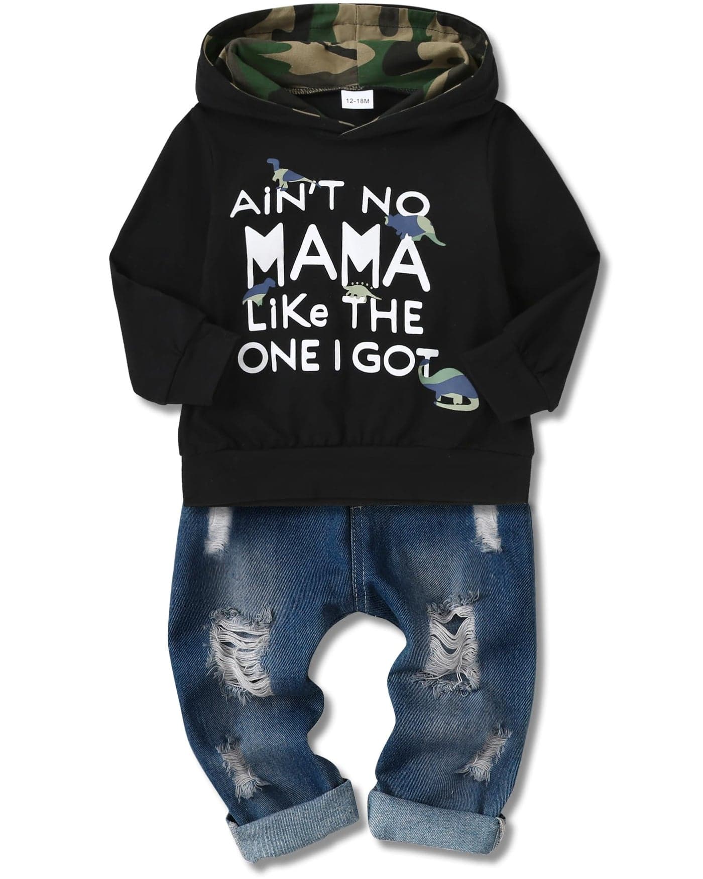 WESIDOM Baby Boy Clothes Long Sleeve Printing Hoodie With Jeans Pants Outfits Set