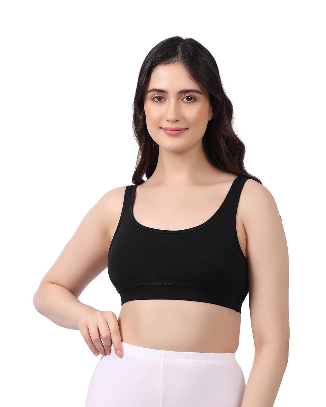 Lavos Women's Organic Cotton, Bamboo, Elastane Non-Padded Everyday Bra (LW1379COMFORTBRA-PARENT_Black_L)
