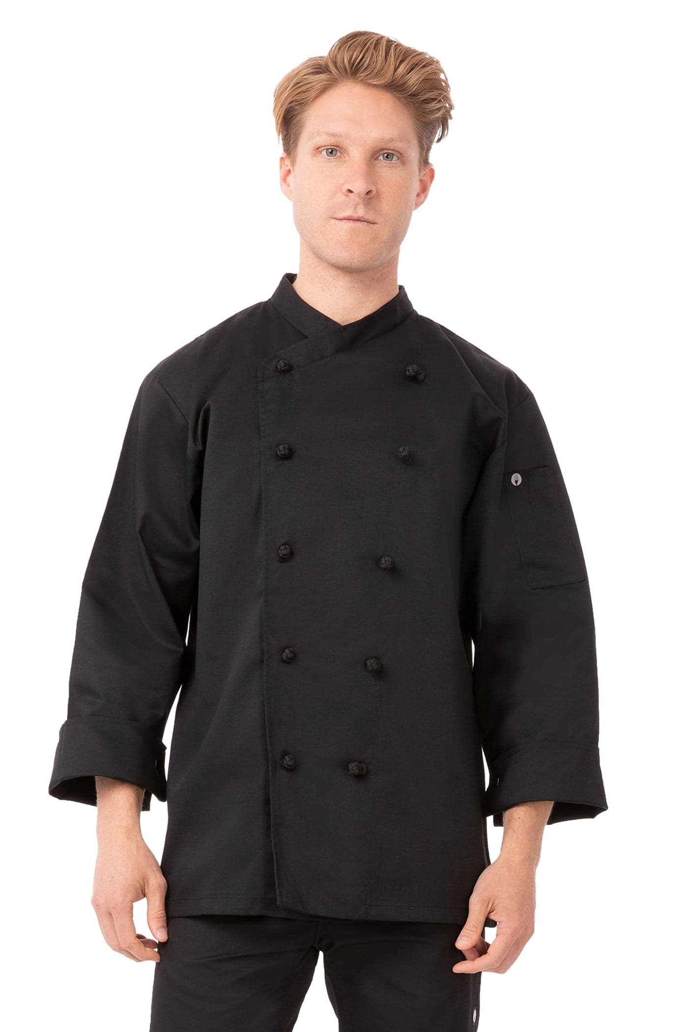 Chef Works Men's Montpellier Chef Coat, Black, Small