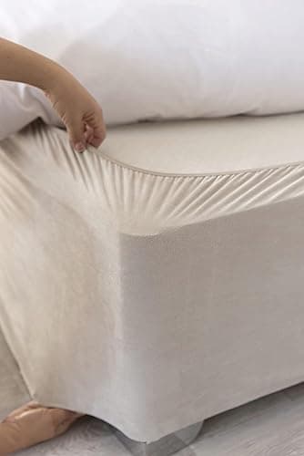 Belledorm Box Spring Cover - Transform Your Bed with This Fully Elasticated Faux Suede & Stretch Wrap-Around 4 Sides Bed Skirt (Linen, Twin/Twin XL)