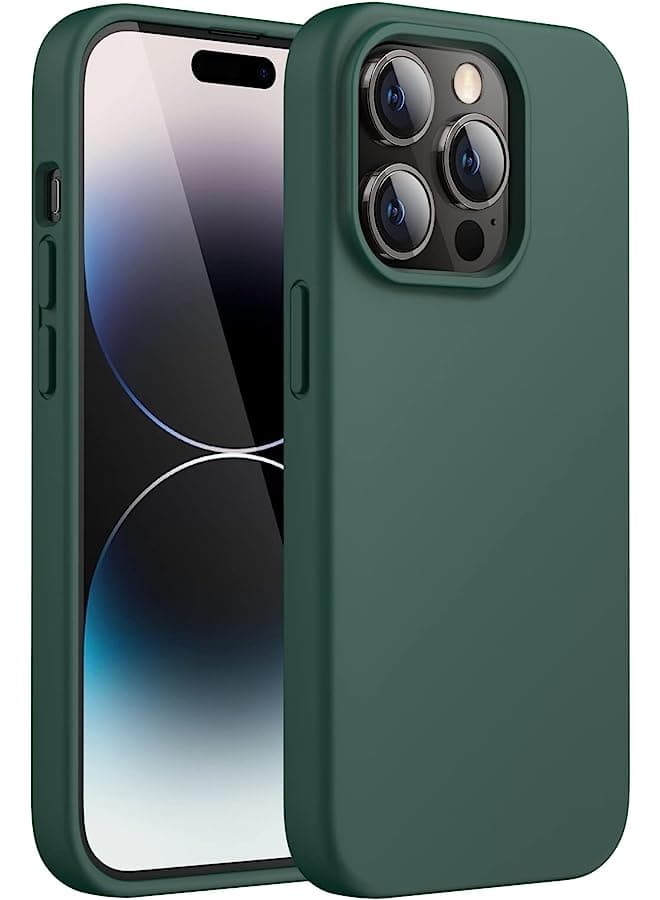 Silicone Case For Iphone 14 Pro 6.1-Inch, Silky-Soft Touch Full-Body Protective Phone Case, Shockproof Cover With Microfiber Lining (Midnight Green)