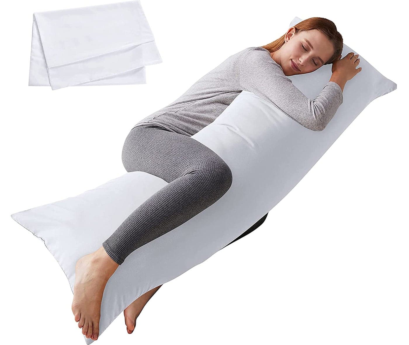 ELNIDO QUEEN Body Pillow with Pillowcase Soft Long Bed Pillow for Adults Breathable Full Body Pillow Insert for Sleeping 20x54inches White