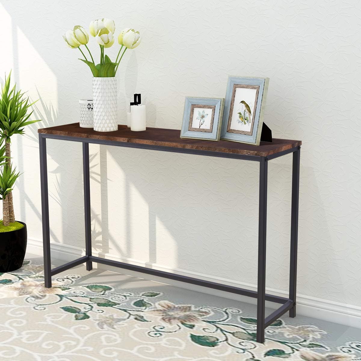 HOMERECOMMEND Rustic Brown Console Table for Entryway Living Room Hallway 4154 x 1160 x 2795