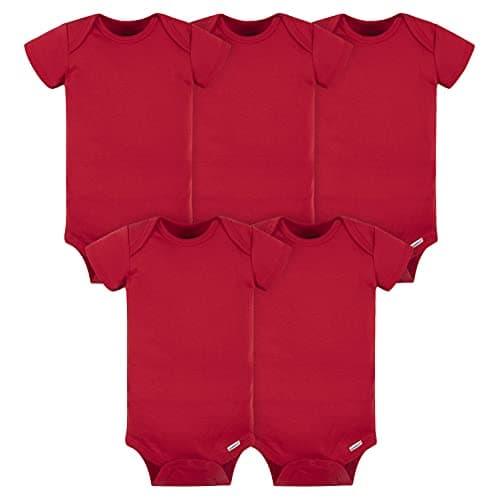Gerber Baby Boys 5-Pack Solid Onesies Bodysuits Shirt, Red, 0-3 Months US