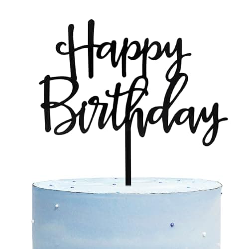 CC TOWN Happy Birthday Cake Topper Black Acrylic Versatile Cake Topper for Birthday Party Decoration Ideas Perfect Keepsake for your family and friends
