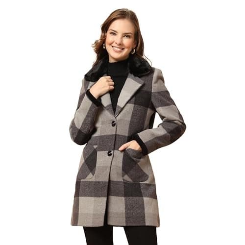 Juelle Winterwear Grey Colourblock Lepal Collar Long Sleeves Longline Coat