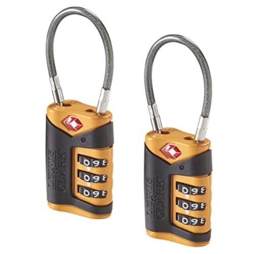 Lewis N Clark TSAApproved Combination Luggage Lock With Steel Cable 2Pack Orange One Size