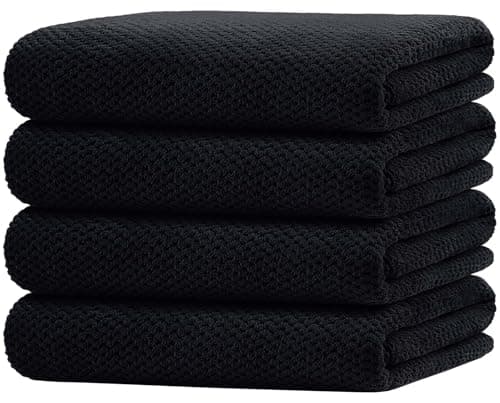 HOMEXCEL Bath Towel Set Pack of 4, 30 x 60 Inches Large Microfiber Bath Towels, Soft, Absorbent, and Quick Dry Towels for Bathroom, Pool, Beach, Swim, and Yoga, Large Bathroom Towels, Black