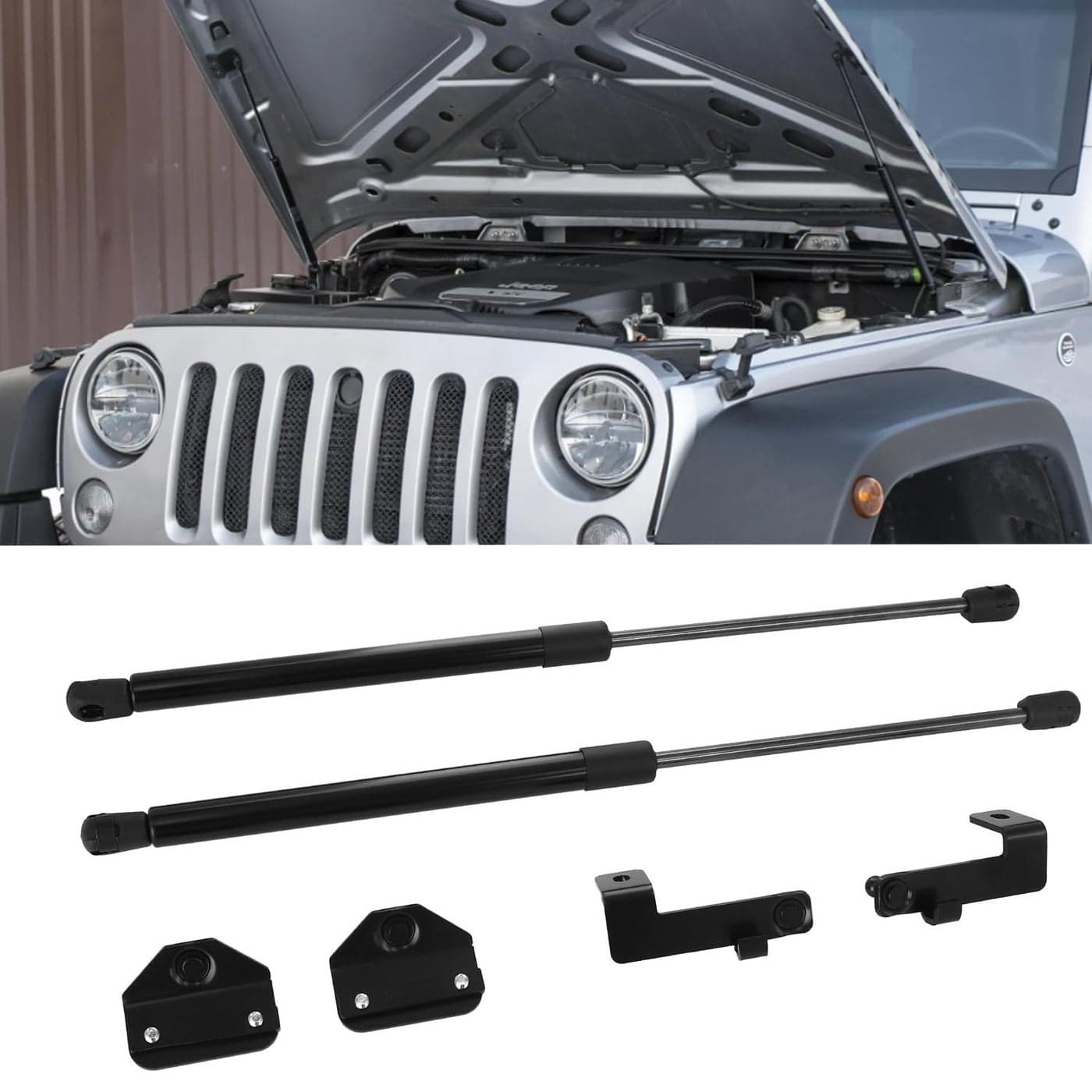 HNeekyr Hood Strut Lift Support Compatible with Wrangler JL 2018 2019 2020 2021 2022 2023 2024 Gladiator JT 2020 Hood Quick Front Lift Supports Kit 2PCS