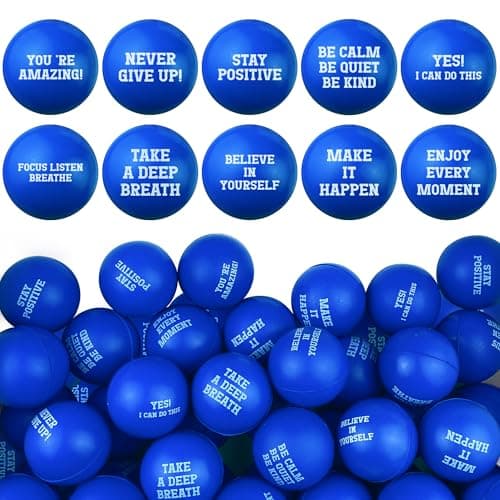 40PCS Foam Motivational Stress Relief Ball with Motivational Language Blue Round