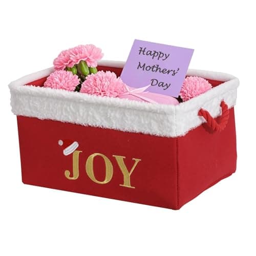 INough Christmas Basket Large Empty Christmas Baskets Red Christmas Gift Baskets with Handles Holiday Storage for Gifts Holiday Christmas Decor for BabyKidsNursery Room