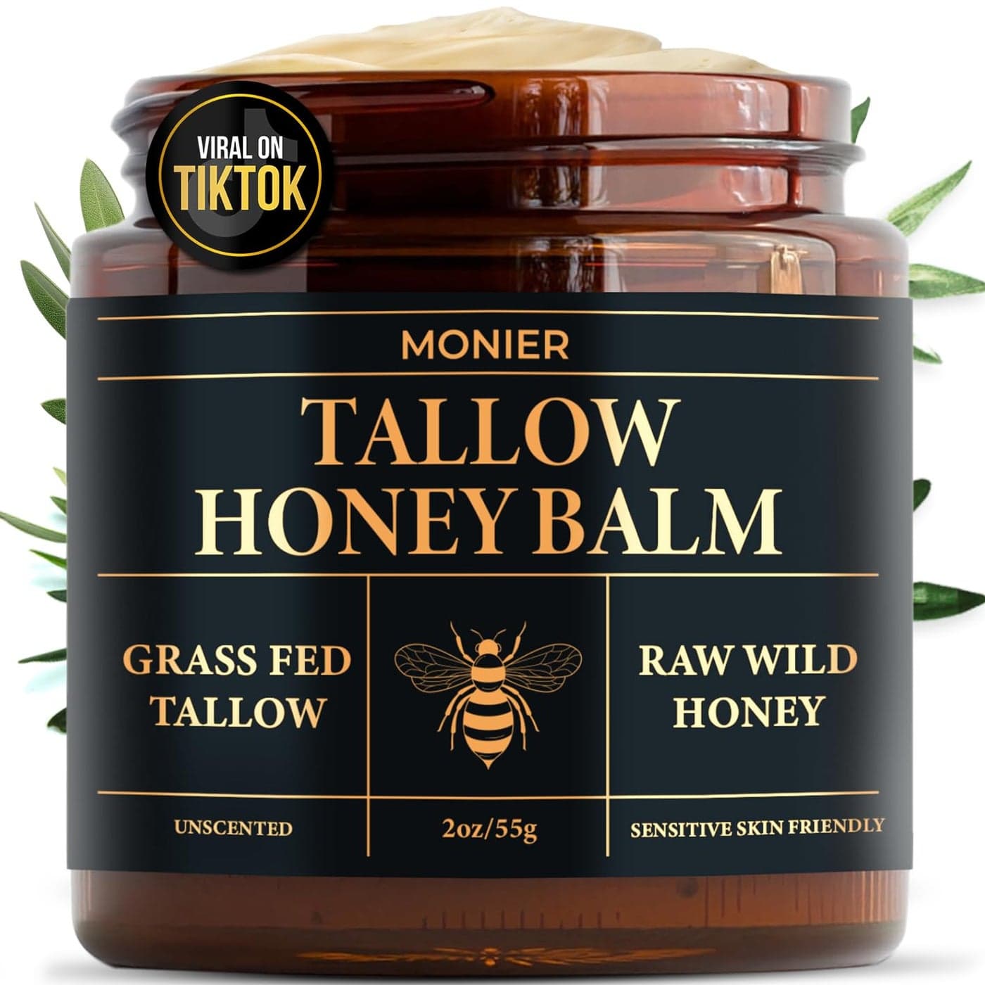 Tallow and Honey Balm for Face Beef Tallow for Skin Moisturizer with 100 Organic GrassFed Beef Tallow Raw Wild Honey Natural Formula for Dry Sensitive Skin Unscented