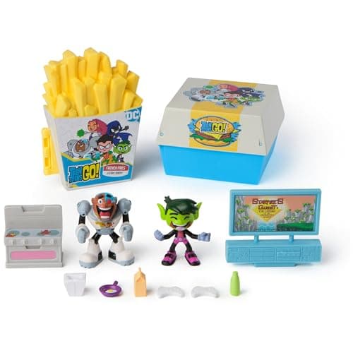Spin Master Teen Titans Go Kitchen Chaos DisPlay Set with Beast Boy and Cyborg Figures and Accessories Playset Kids Toys for Boys and Girls 4 and Up
