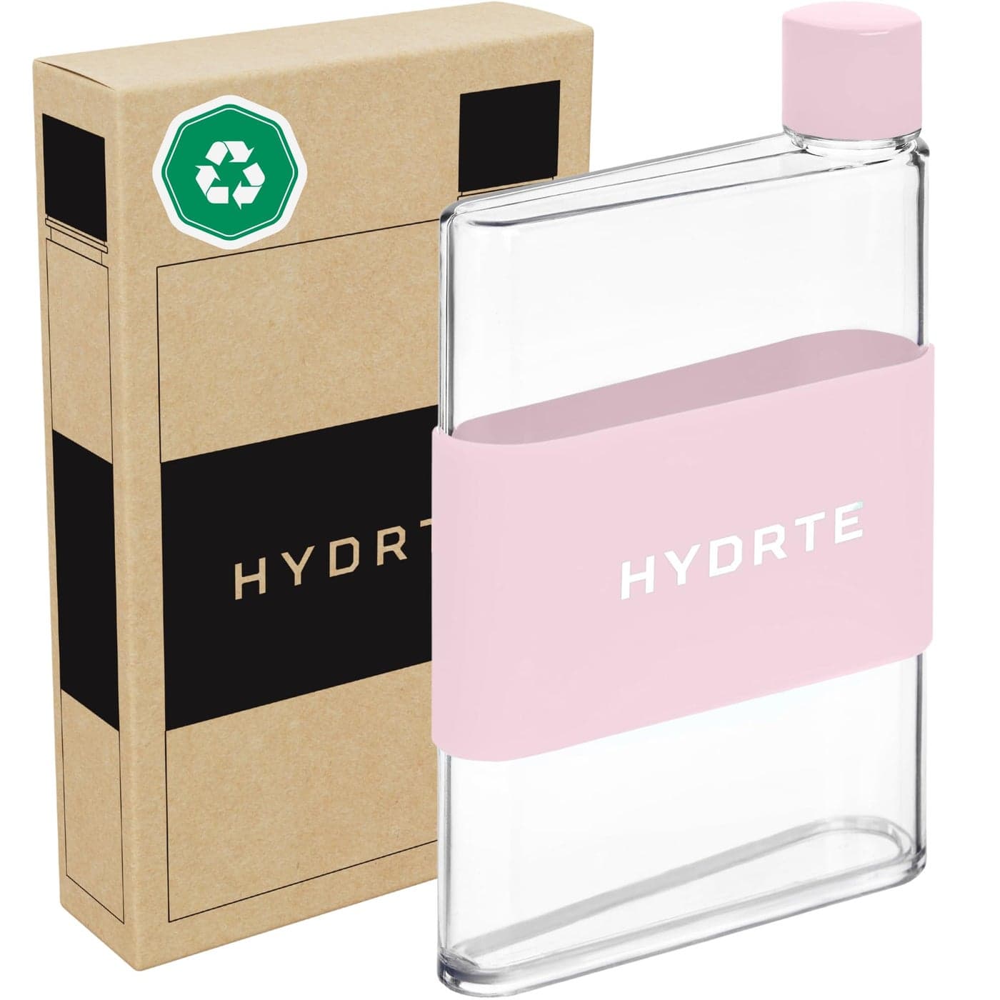 Hydrte Flat BPA Free Bottle 13 oz Leak Proof Slim Design Perfect for Women Men The Purse Bottle