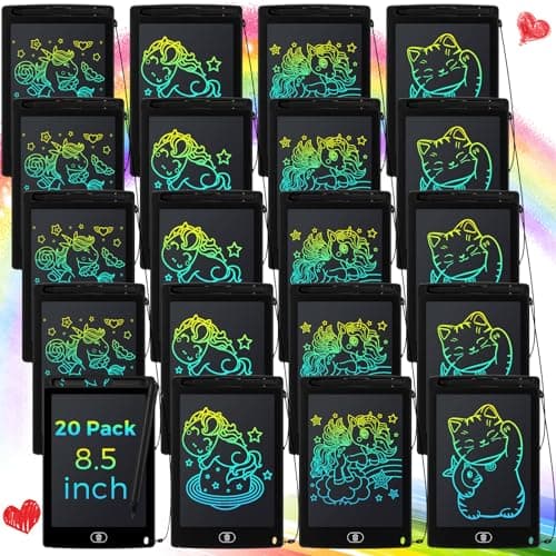 Zhehao 20 Pack LCD Writing Board for Kids, 8.5 Inches Doodle Reusable Screen Drawing Pad Erasable Painting Pads Educational Toy for 3-8 Years(Blue, Red, Green, Pink)