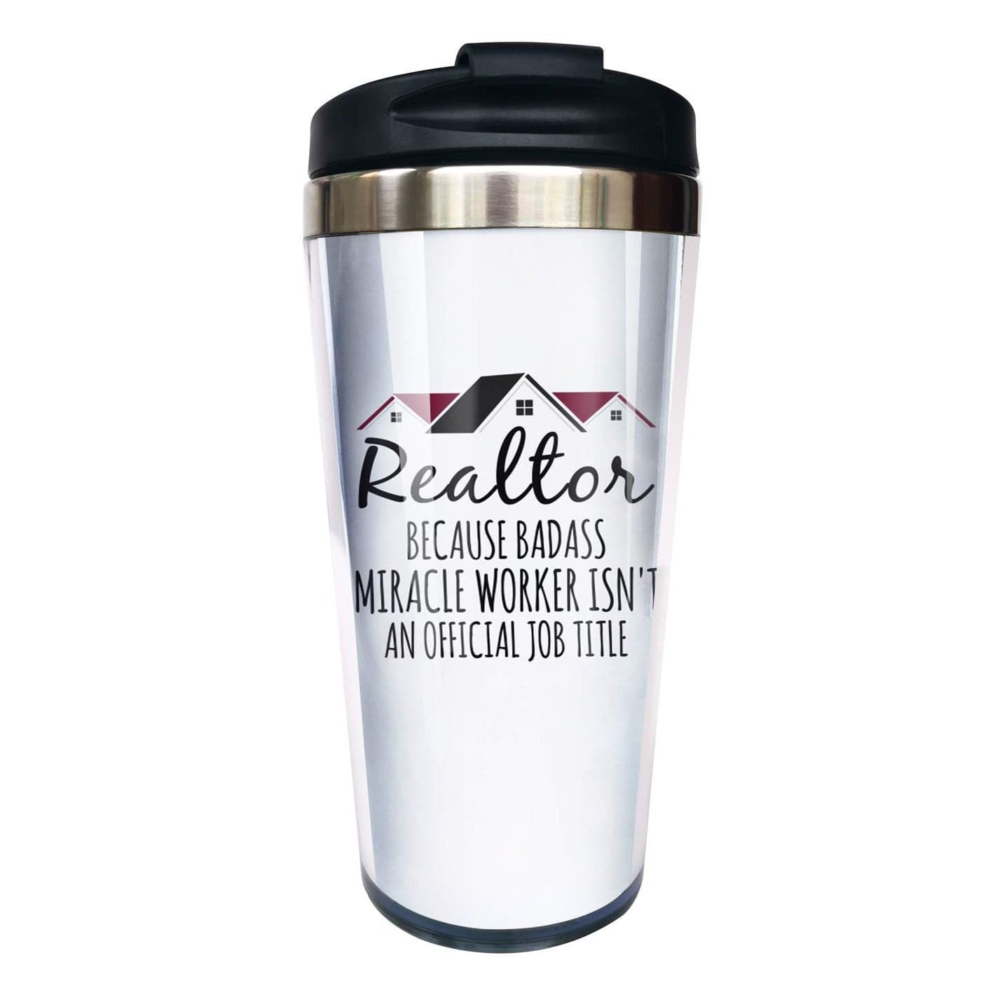 HasdonHill Realtor Travel Coffee Mug for Men Women Realtor Miracle Worker Job Title Tumbler Funny Cup for Real Estate Agent Birthday Christmas Gifts 12 Oz