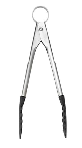 Cuisipro PICCOLO Stainless Steel 7 Inch Silicone Mini Tongs, Black